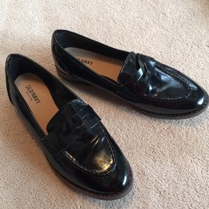 Black patent leather loafers